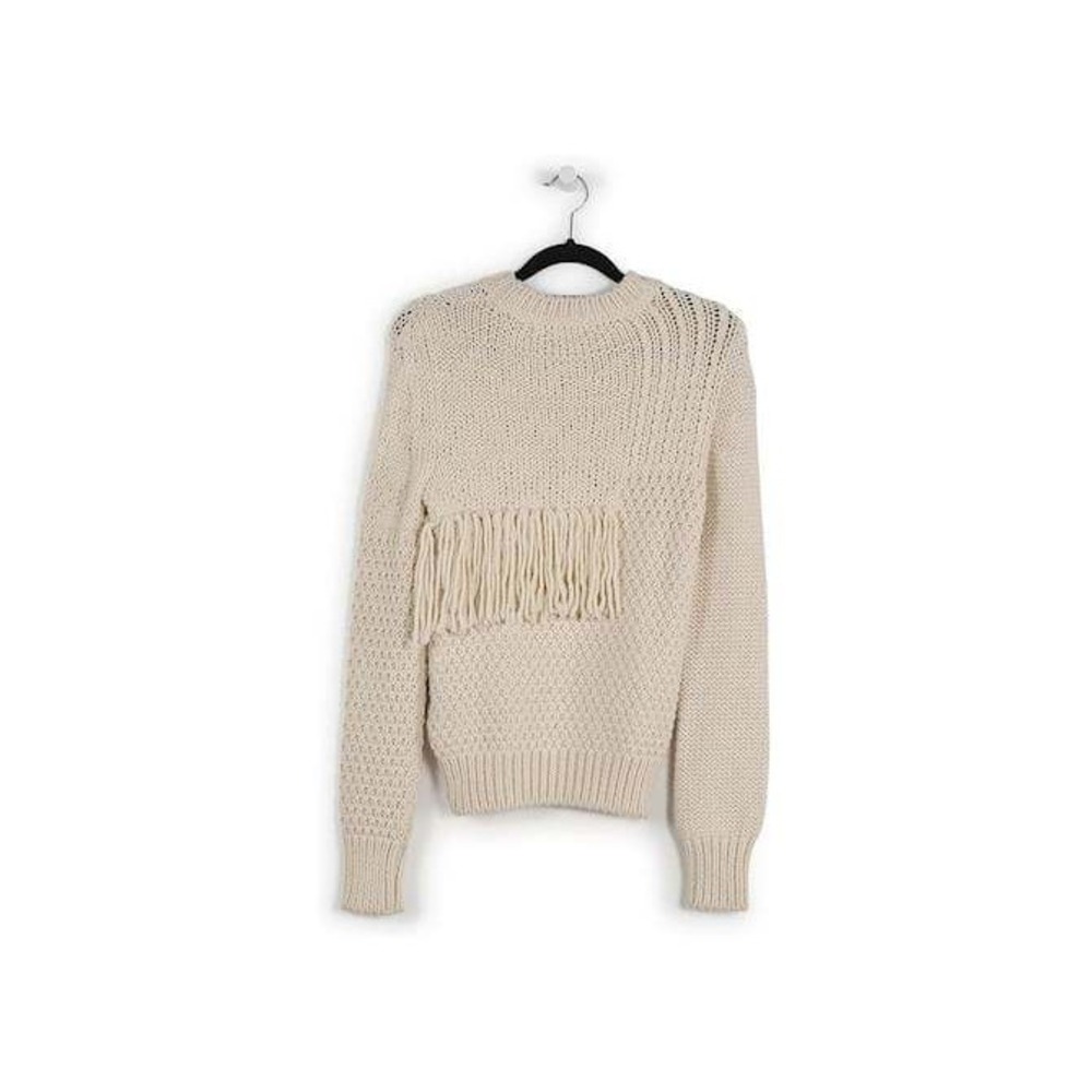 Joseph alpaca sweater extra soft neutral fringe‎ accent natural SM sustainable